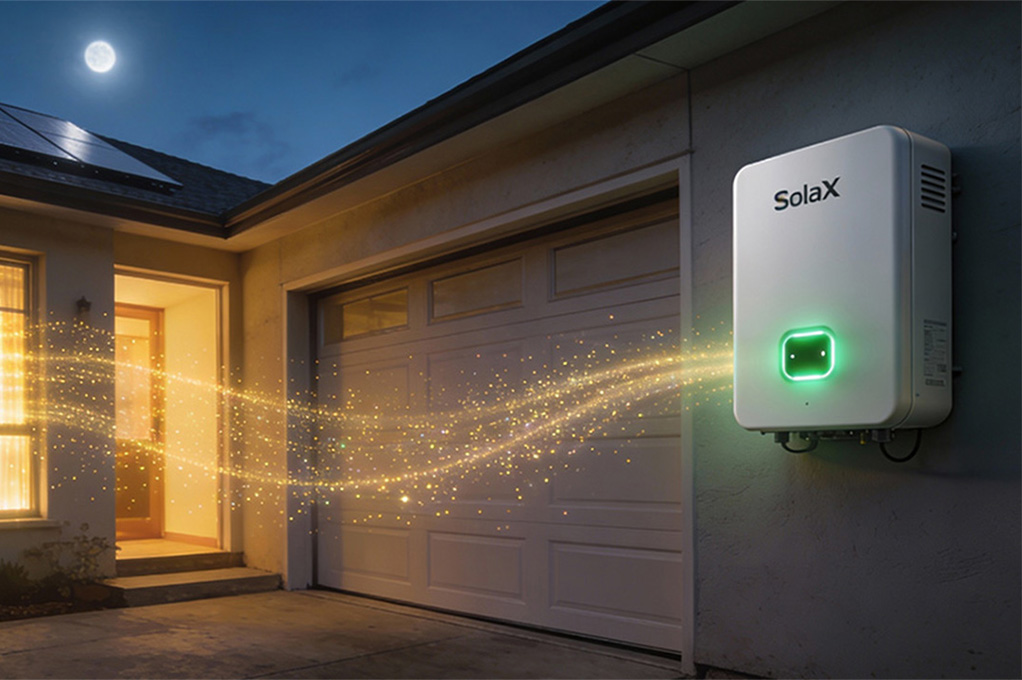 SolaX solar battery system providing night-time home power.