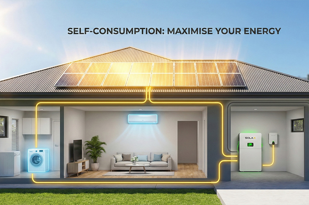 Maximising solar self-consumption with a SolaX home battery system.