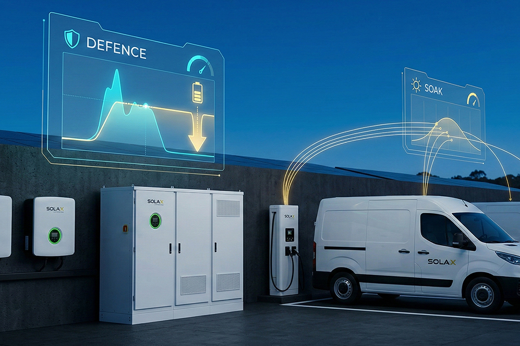 SolaX commercial solar EV charging for electric fleets.
