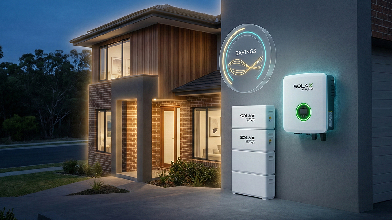 Professional SolaX home battery installation Western Sydney on a brick veneer wall with a fire-rated backing board for safety.